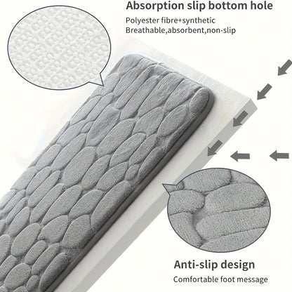 Tapete de banho absorvente de secagem rápida de 1 unidade com forro de PVC - lavável à máquina, antiderrapante, flanela de poliéster de pêlo baixo, tapete de banheiro retangular, alta absorção, tecido de malha, Hallow