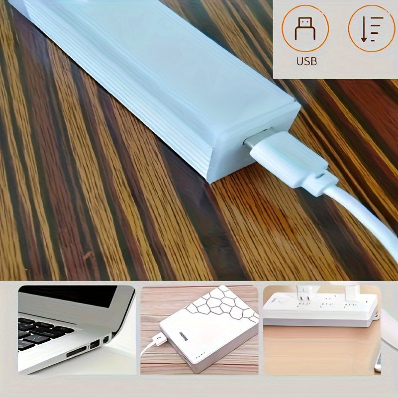 Luz LED sem fio de 1 unidade sob o gabinete com sensor de movimento, faixa magnética ultrafina, recarregável por USB, corpo da lâmpada em PVC, iluminação LED interna para cozinha, escadas, corredor, guarda-roupas