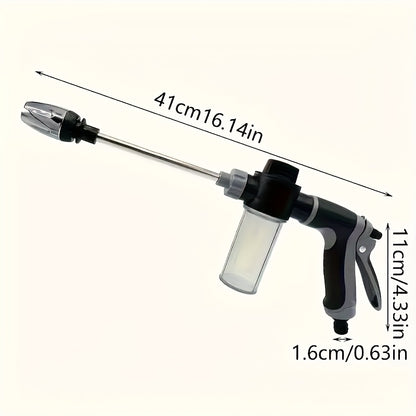 Pistola de espuma para lavagem de carros de alta pressão com alça longa - Bico de spray ajustável para limpeza, irrigação e enchimento de pneus - Inclui canhão de espuma e frasco de spray de pressão