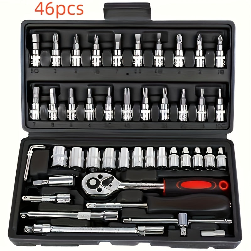 Conjunto de chave de soquete de aço cromo vanádio 150pcs/46pcs - Kit de broca Torx durável para reparos automotivos e domésticos, inclui estojo de armazenamento avançado, sem necessidade de montagem, sem carga, sem bater